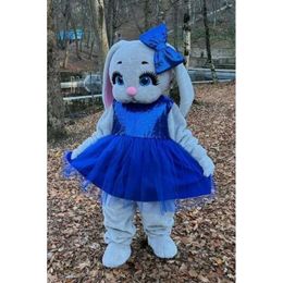 Mascot Costumes New Adult Halloween Christmas Cute Blue Hare Bunny Rabbit Mascotte Cartoon Plush Fancy Dress Mascot Costume