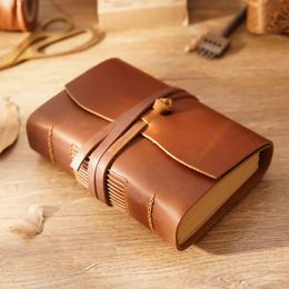 Vintage Leather Travel Journal Writing Notebook Diary Cow Bound Notepad Handmade Sketchbook Gift for Students Adults Teachers 240311