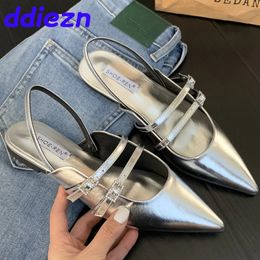 Fashion Pointed Toe Ladies Flat With Shoes Luxury Designer Shallow Women Flats Female Casual Slingback Sandals Slides 240321