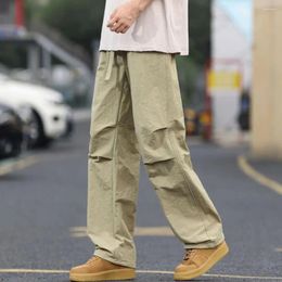 Men's Pants Long Outdoor Trousers Drawstring Cargo With Elastic Waist Multiple Pockets Breathable Fabric Stylish For Daily