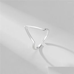 Cluster Rings Original 925 Sterling Sier Letter V Shape Ring For Women Fine Jewelry Minimalist Woman Finger Accessories Drop Delivery Otcij