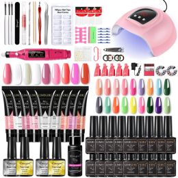 Kits Manicure Set for Nail Extensions Gel Nail Polish Set Quick Building Polygels Set With 120W/72W/54W LED Nail Lamp Nail Tools Set