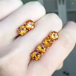 Dangle Earrings Natural Lucky Citrine Stud Women's S925 Sterling Silver Simple Fashionable And Versatile Japanese