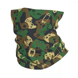 Bandanas Gamer Military Camo Woodland Neck Gaiter Men Women UV Face Shield Winter Game Controller Bandana Scarf For Ski