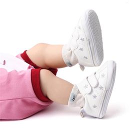 First Walkers 2024 Toddler Baby Sneaker Fashion PU Leather Heart/Star Non-slip Flats Walking Shoes For Girls Boys