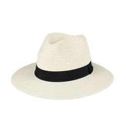 Berets -Summer Unisex Ribbon Sun Hat Casual Vacation Panama Topper Straw Women Beach Jazz Men Hats Foldable