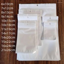 Storage Bags 50Pcs/Lot White Mobile Phone Data Cable Accessories Seal Bag Transparent Plastic Retail Packaging Poly Pouches Zipper Lock