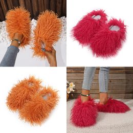 2024 Positive Resistant Imitation beach sheep hair slippers warm women home daily casual cotton slippers light GAI