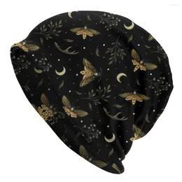 Berets Death Head Moths Night Bonnet Hats Fashion Knitting Hat For Warm Winter Gothic Witch Occult Witchcraft Skullies Beanies Caps