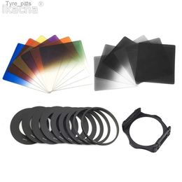 Filters 22 in 1 set of 12 square graduate ND2 4 8 blue orange color filter kit+9 metal rings+filter bracket for Cokin P series camerasL2403