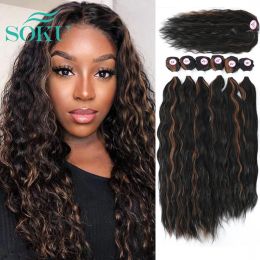 Weave Weave Natural Wave Hair Synthetic Lace Closure Weave Bundles SOKU Free 4*4 Lace Closure Nature Deep Weave Hair 6 Bundles