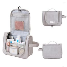 Storage Bags Makeup Portable Travel Toiletry Bag Waterproof Hanging Mesh Pockets Hook Cosmetic Accessories Drop Delivery Home Garden H Otohk