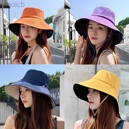 Wide Brim Hats Bucket Sun Hat summer folding bucket hat suitable for women outdoors Sunscreen cotton fishing and hunting UV resistant wide brown buckets 24323