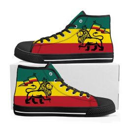 Shoes Reggae Rastafarian Rasta Rastafari Lion Of Judah High Top Sneakers Mens Womens Teenager Canvas Sneaker Casual Shoes Custom Shoe