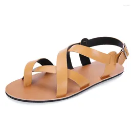 Sandals 2024 Men's Summer Leather Roman-style Woven Breathable Outdoor Beach Creative 37-44#