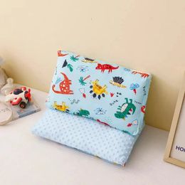 1 Pc Short Plush Baby Pillow Case With Zipper Doublesided Use Childrens 100 Cotton Kindergarten Nap Cover 240313