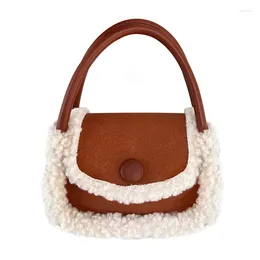 Shoulder Bags Korean Small Plush Women's Crossbody 2024 Winter Brand Fashion Cute Fluffy Fur Female Messenger Ladies Tote Bag