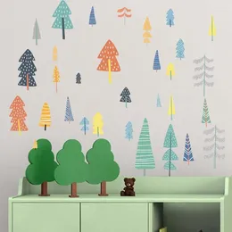 Wall Stickers Nordic Cartoon Forest Tree Children's Room Decorative Decals PVC Self-adhesive Wallpaper Home Decor DIY Art
