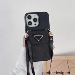 Designer Fashion Shoulder Lanyard card bag Phone Cases For iPhone 15promax 15 14 14plus 14Pro Max 13pro 13 12pro 11 Luxury Leather Texture Crossbody Necklace Strap Co