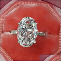 Solitaire Ring Exquisite Shiny Princess 925 Sterling Sier Natural Gem Cutting Goose Egg White Sapphire Diamond Jewelry Gift Size 5-11 Dhi4E