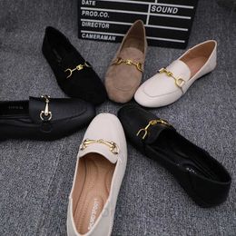 Casual Shoes Flat Shoes Womens 2022 New Breathable Small Leather Shoes Comfortable Lefu Shoes Fashionable Metal Buckle Casual Womens Shoes T240323