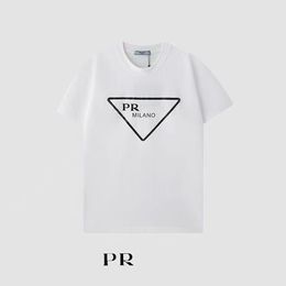 2024 Designer Summer Triangle Label Short Simple Printed T-shirt Men's and Women's Crew Neck Shirt Short Sleeve Size S-4XL