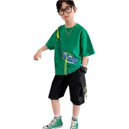 Clothing Sets Summer Children Tracksuits Boys T Shirt Shorts 2Pcs/Sets Teenage Outfits Kids Casual Streetwear Cotton Suits Drop Delive Dhtct