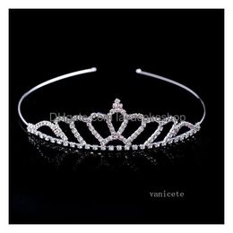 Party Favor Shiny Crystal Bridal Tiara Girls Birthday Crowns Pageant Sier Plated Crown Headband Tiaras Accessories Drop Delivery Home Dhgk5