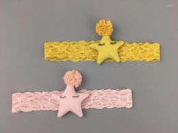 Hair Accessories Boutique 10pcs Fashion Cute Pom Star Lace Hairbands Solid Kawaii Cartoon Born Soft Headbands Princess