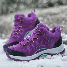 Shoes Outdoor Purple Ladies Snow Hiking Shoes Waterproof Mountain Boots Mens Womens Winter Hiking Boot Fashion Trekking Boots Woman