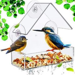 Other Bird Supplies Window Mounted Feeder Acrylic With Strong Suction Cup For Yard Garden Easy To Clean Container Food