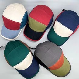 Matching color five-piece hat men and women four seasons Hong Kong wind retro stitching cap motorcycle hat outdoor student age reduction cool cool
