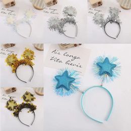 Hair Accessories Year Headband Headdress Glitter Star Gold Silver Sequin Hairhoop Wash Face Cute Hairband Party Prop Decoration