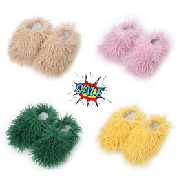 Positive Resistant Comfort Imitation beach sheep hair slippers warm women home daily casual cotton slippers light GAI