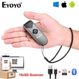 Eyoyo Mini Portable 1D 2D Bluetooth Barcode Scanner QR Code Screen Image Reader PDF417 Data Matrix USB Wired Scanning 24G Dongl 240318