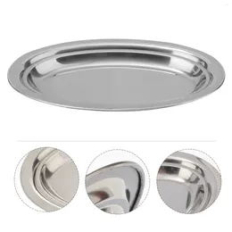 Plates Plate Practical Pastry Skillet Oven Stainless Steel Dumpling Oval Fries Simple Snack Tray Child Pizza