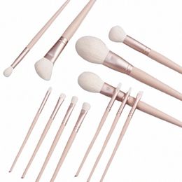 12pcs/set White Goat Hair Makeup Brushes set Powder Ctour Make up Brush Soft Eyeshadow Blush Highlight Brow cosmetic tools 12XU#