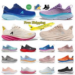 Free Shipping Bondi 8 Kawana Running Shoes Carbon X Clifton 9 People Coastal Sky Vibrant Orange Pale Mauve Peach Whip Mach Red Cloud Harbor Mist Sneaker Men Women