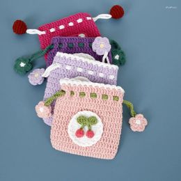 Storage Bags Mini Knit Bag Cute Crochet Pouch For Earphones Coin Case Girls Portable Handmade Knitted Woven Change Pocket