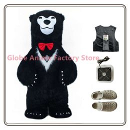 Mascot Costumes Iatable Smiling Polar Mascot Halloween Party Black Furry Suit 3m Giant Plush Bear Costume Adult