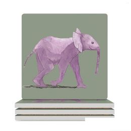 Mats Pads Table Happy Purple Pachyderm Ceramic Coasters Square Coffee Tea Cups Animal Drop Delivery Home Garden Kitchen Dining Bar Dec Otiuh