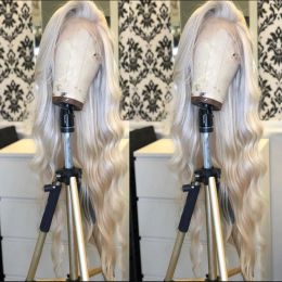 Wigs Blonde 60# Synthetic Lace Front Wig Long Wavy Synthetic Wigs for Women Heat Resistant Fiber Hair High Density Glueless Lace Wigs