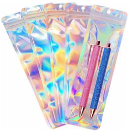 Resealable lip gloss Jewellery cosmetics sample bag laser yin-yang dazzling hanging hole self sealing bag data cable watch strip sealing bag TH10