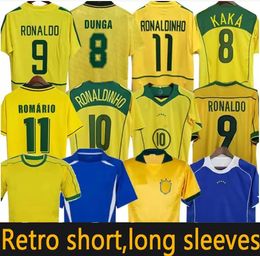 1970 1978 1998 retro Brasil PELE camisas de futebol 2002 Carlos Romário Ronaldo Ronaldinho camisas 2004 1994 Brasil 2006 RIVALDO ADRIANO KAKÁ 1988 2000 2010 1991 1993