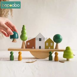 Sorting Nesting Stacking toys Childrens Montessori Toys Forest Tree Thread Saw Wooden Building Block Games Balance Ability Education Gifts 24323