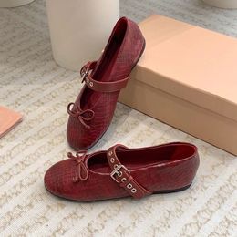 2024 spring women new arrive genuine flat ballets runway designer hot sale one belt buckle strap outside walking comfortable soft shoes female daily outfit flats