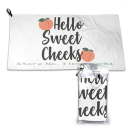 Towel Peach Hello Sweet Cheeks Printable Quick Dry Gym Sports Bath Portable Just Peachy Bathroom