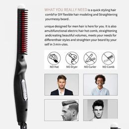 Hair Salon Irons 1Pc Beard Straightener Portable Straight Comb Mtipurpose Straightening Electric Curling Iron Drop Delivery Products C Otuok