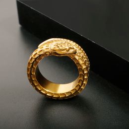 Serpentine Ring 14k Yellow Gold Texture Geometry Metal Waterproof Snake Finger Rings Fashion Accessories Jewellery 2024