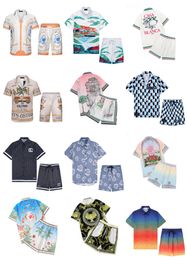 Casablanc-S 24SS Designer T Set Masao San Print Mens Casual и Short Womens Loose Silk Ruse High Caffem Tees Summer Tour Men Tshirt